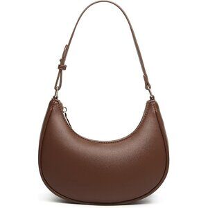Women Coffee Retro Classic Clutch Shoulder Tote Hand Bag With Zipper Closure